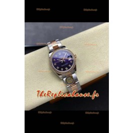 Montre Rolex Super Clone Datejust 31 mm, cadran bleu, or rose, Oyster Super Clone