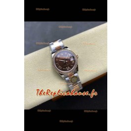 Montre Rolex Super Clone Datejust 31 mm, cadran marron, or rose, Oyster Super Clone