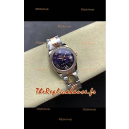 Montre Rolex Super Clone Datejust 31 mm, cadran bleu, or rose, Oyster Super Clone