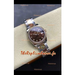 Montre Rolex Super Clone Datejust 31 mm, cadran marron, or rose, Oyster Super Clone