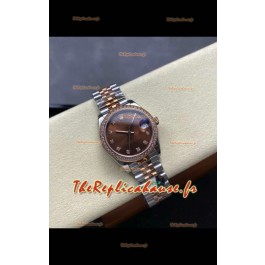 Montre Rolex Super Clone Datejust 31 mm, cadran marron, or rose
