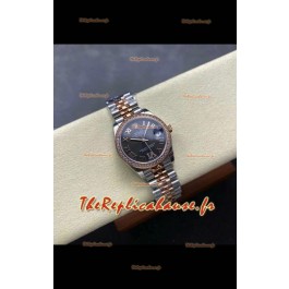 Montre Rolex Super Clone Datejust 31 mm, cadran noir, or rose, Super Clone