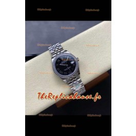 Montre Rolex Super Clone Datejust 31 mm, cadran noir, boîtier en acier, Super Clone