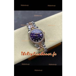 Montre Rolex Super Clone Datejust 31 mm, cadran bleu, or rose