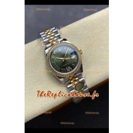Montre Rolex Super Clone Datejust 31 mm, cadran vert, or jaune, Super Clone