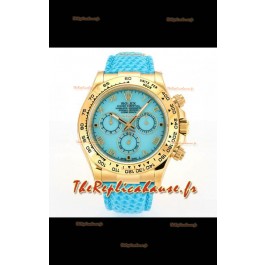 Montre Rolex Daytona 116568 en or jaune, mouvement 4801, cadran bleu, réplique parfaite