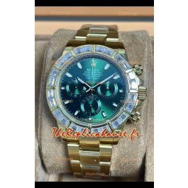 Montre Rolex Daytona 116568 en or jaune avec cadran vert, réplique parfaite