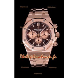 Audemars Piguet Royal Oak montre chronographe avec boîtier en or rose cadran marron