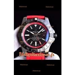Breitling GMT montre réplique chronomètre suisse cadran en carbone avec bracelet en caoutchouc à miroir 1:1