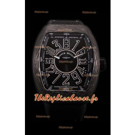 Franck Muller Vanguard montre suisse boîtier en carbone indexes noirs