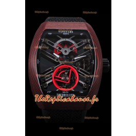 Franck Muller Vanguard Skeleton Tourbillon montre réplique suisse carbone rouge 