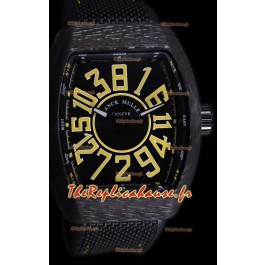 Franck Muller Vanguard montre suisse indexes noirs boîtier en carbone