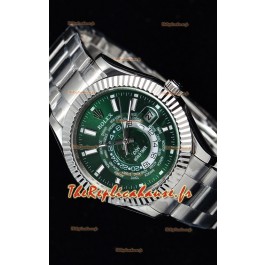 Rolex SkyDweller montre suisse avec boîtier en acier - cadran vert édition DIW 