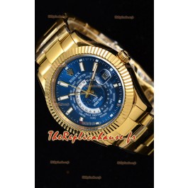 Rolex SkyDweller montre suisse avec boîtier en or jaune de 18 carats - cadran bleu édition DIW
