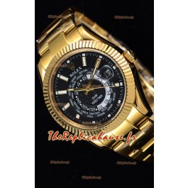 Rolex SkyDweller montre suisse avec boîtier en or jaune de 18 carats - cadran noir édition DIW