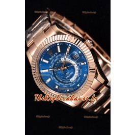 Rolex SkyDweller montre suisse avec boîtier en or rose de 18 carats - cadran bleu profond édition DIW