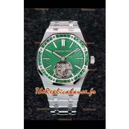 Audemars Piguet Royal Oak Flying Tourbillon 41mm en or rose 904L avec cadran vert - Cadran Tapisserie vert