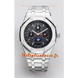 Audemars Piguet Royal Oak Calendrier Perpétuel Réplique Suisse Acier 904L - Cadran noir 