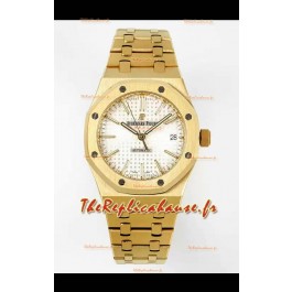 Audemars Piguet Montre Royal Oak 37MM cadran blanc or jaune avec mouvement 3120 - Réplique miroir 1:1