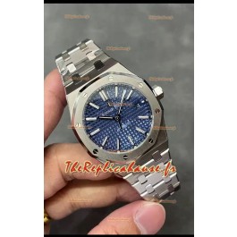 Audemars Piguet Royal Oak 37MM Cadran bleu Montre en acier 904L avec mouvement 3120 - Réplique miroir 1:1