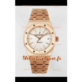 Audemars Piguet Montre Royal Oak 37MM en or rose avec cadran blanc et mouvement 3120 - Réplique miroir 1:1