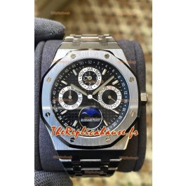 Audemars Piguet Royal Oak Calendrier perpétuel Réplique Suisse 904L Acier avec cadran noir 