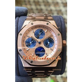 Audemars Piguet Royal Oak Quantième Perpétuel Réplique Suisse Acier 904L Boîtier Or Rose