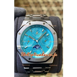 Audemars Piguet Royal Oak Quantième Perpétuel Réplique Suisse 904L Acier Cadran Bleu Cyan