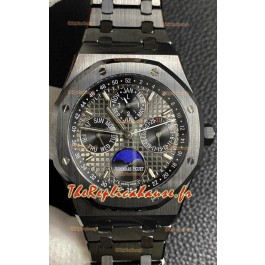 Montre Audemars Piguet Royal Oak Calendrier Perpétuel Boîtier PVD blanc et cadran bleu Réplique Suisse