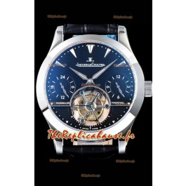 Jaeger LeCoultre Tourbillon perpétuel 904L Boîtier en acier Cadran noir Réplique de montre suisse 