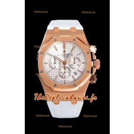 Chronographe Audemars Piguet Royal Oak Cadran blanc Or rose sur acier 904L - Réplique miroir 1:1