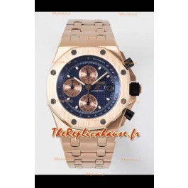Audemars Piguet Royal Oak Offshore Chronographe cadran bleu Montre réplique miroir 1:1 - Or rose 