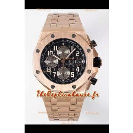 Audemars Piguet Royal Oak Offshore Chronographe cadran noir Montre réplique miroir 1:1 - Or rose 