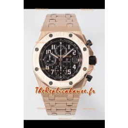 Audemars Piguet Royal Oak Offshore Chronographe cadran noir Montre réplique miroir 1:1 - Or rose 