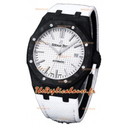 Audemars Piguet Royal Oak Ref.15400 Montre boîtier carbone forgé cadran blanc réplique 1:1 