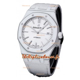 Audemars Piguet Royal Oak Ref.15400 Montre Boîtier Carbone Forgé Cadran Blanc dans réplique 1:1