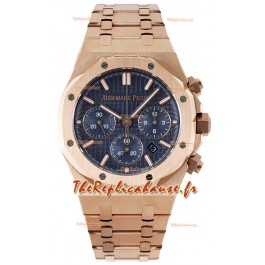 Audemars Piguet Réplique du Chronographe Royal Oak 1:1 - Boîtier Or Rose Cadran Bleu 41MM