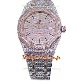 Audemars Piguet Royal Oak 15400 Cadran à bâtons glacés dans un boîtier en or rose bicolore Montre suisse réplique