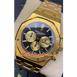 Audemars Piguet Royal Oak Chronographe Or Jaune Cadran Noir Bracelet Acier Réplique Montre Suisse