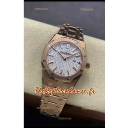 Audemars Piguet Royal Oak 33MM en acier 904L Or Rose Cadran Blanc Montre Réplique 1:1