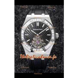 Montre Audemars Piguet Royal Oak Tourbillon 41mm Cadran bleu dans un boîtier 904L - Cadran Tapisserie gris 