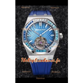 Montre Audemars Piguet Royal Oak Tourbillon 41mm Cadran bleu en boîtier 904L - Cadran bleu tapisserie 