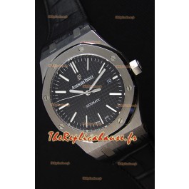 Audemars Piguet Royal Oak 41MM cadran noir bracelet en cuir - 1:1 Miroir Édition Ultime