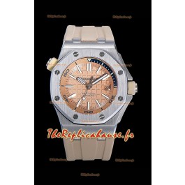 Montre Audemars Piguet Royal Oak Diver Suisse Réplique Cadran rose clair Qualité 1:1 Mouvement 3120 Acier 904L 