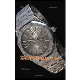 Montre Audemars Piguet Royal Oak givré à remontage automatique avec Cadran en or blanc gris Réplique à l’identique 1:1 