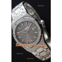 Montre Audemars Piguet Royal Oak Or Blanc Givré à QUARTZ Cadran Gris Réplique à l’identique 1:1 -33 mm 