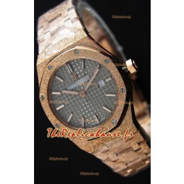 Montre Audemars Piguet Royal Oak Or Rose Givré à QUARTZ Cadran Gris Réplique à l’identique 1:1 33 mm 