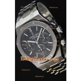 Montre Audemars Piguet Royal Oak Suisse à Chronographe avec Cadran Noir et un Bracelet en acier Réplique 