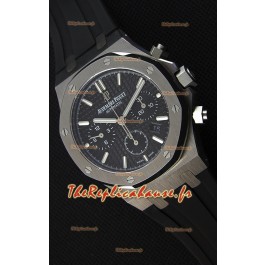 Montre Audemars Piguet Royal Oak Suisse à Chronographe avec Cadran Noir et un Bracelet en caoutchouc Réplique 