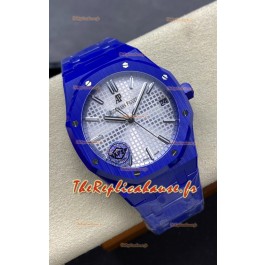 Audemars Piguet Royal Oak 15500 Boîtier céramique bleu Super Clone Réplique Montre Cadran acier